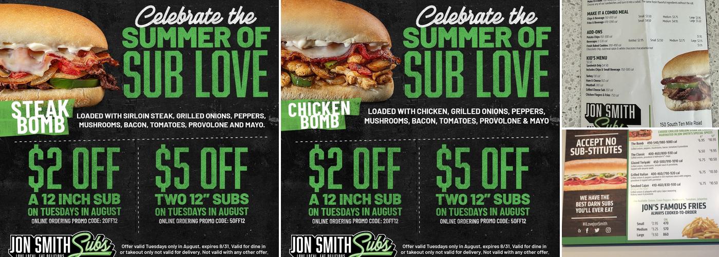 Jon Smith Subs Menu