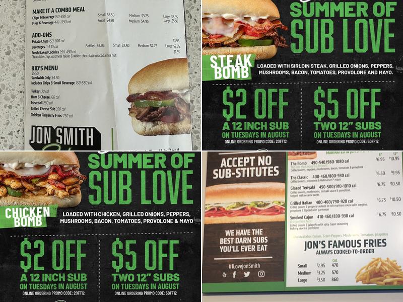 Jon Smith Subs Menu