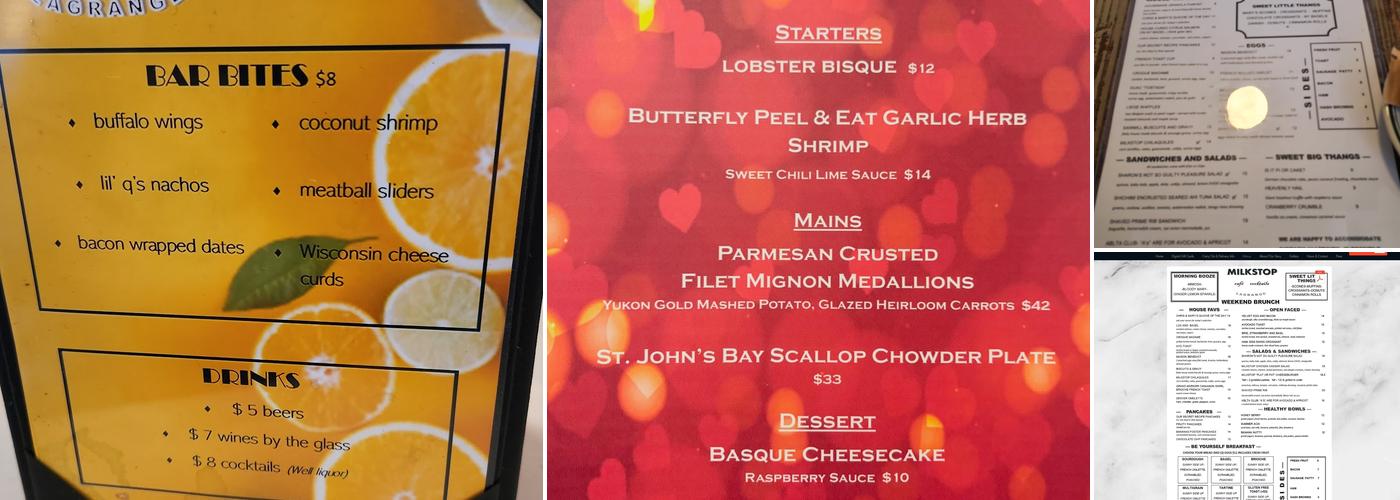 MilkStop Menu