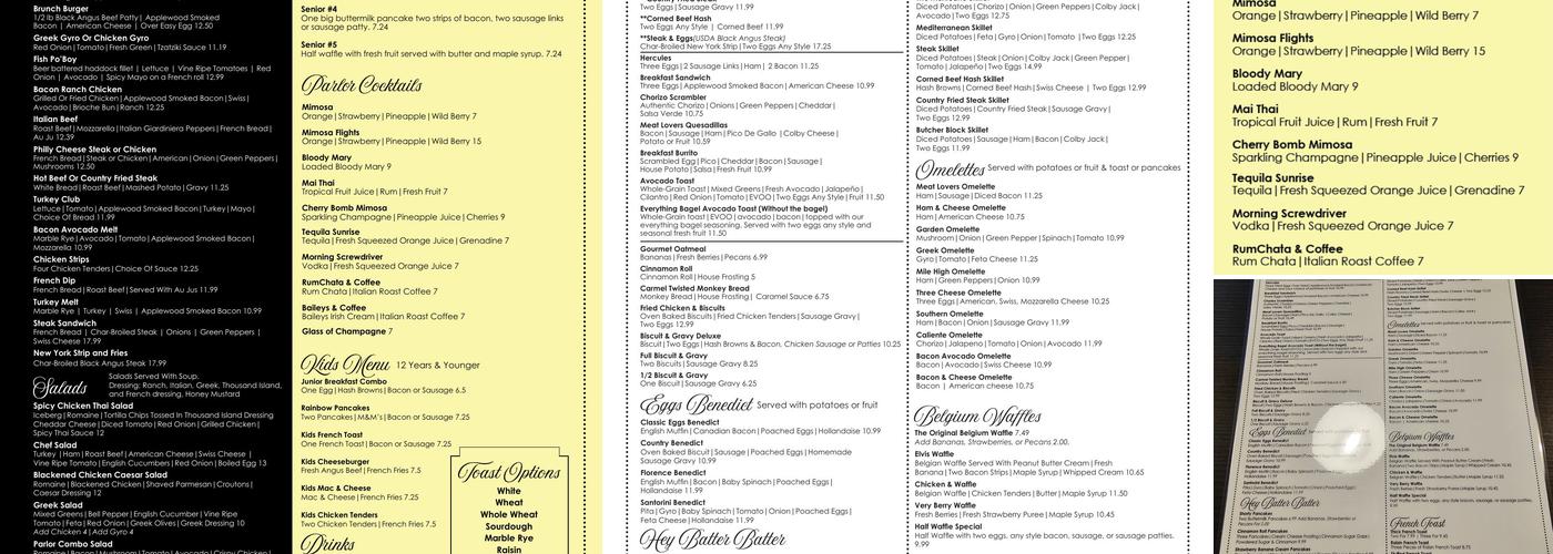 Egg Parlor Menu