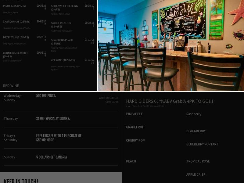 Chill Hill Winery Menu