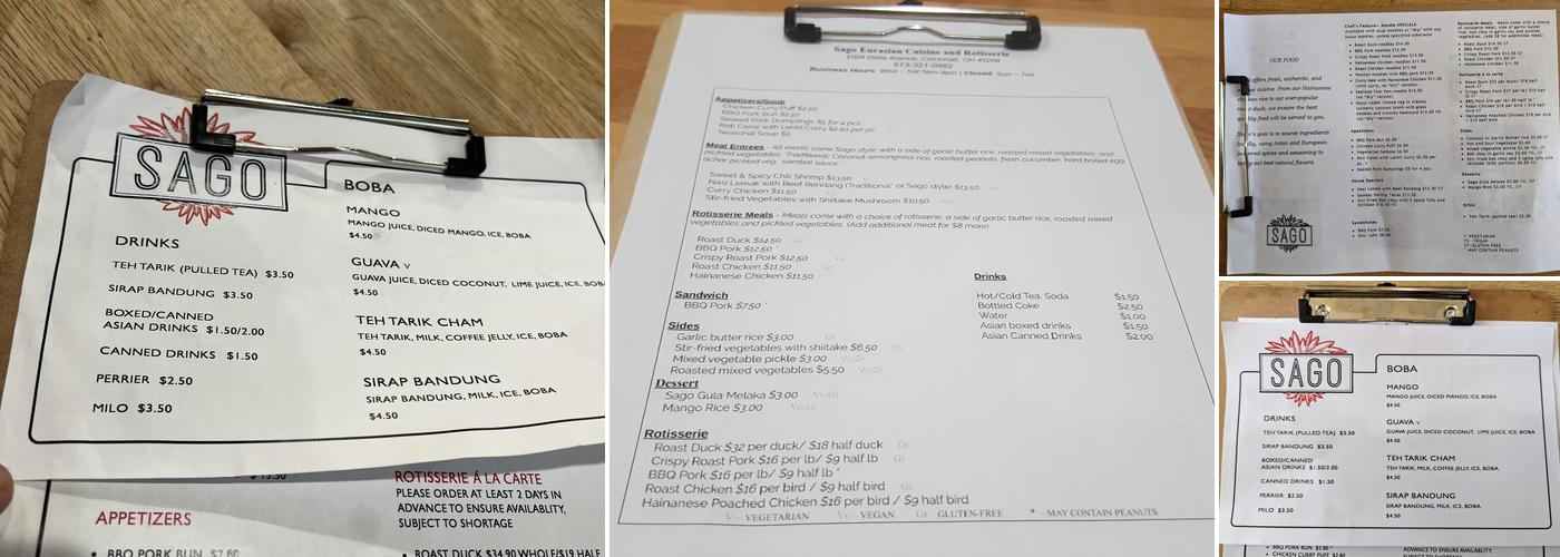 Sago Menu