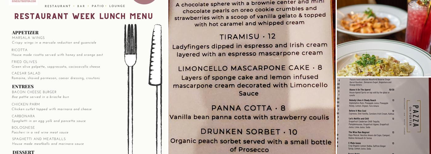 Pazza on Porter Menu