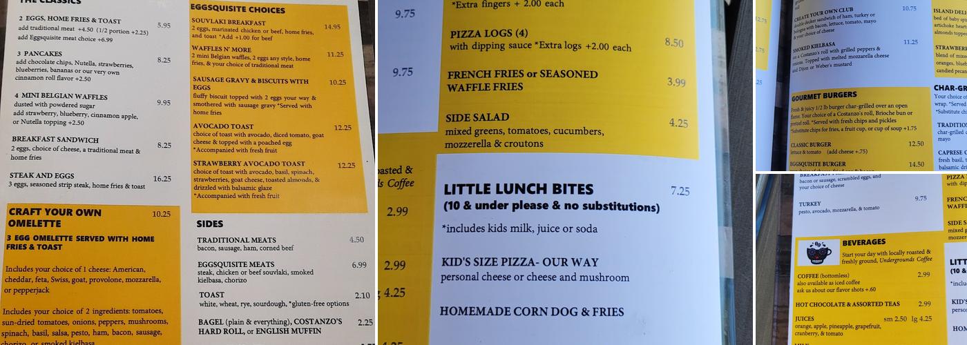 Eggsquisite Eats Menu