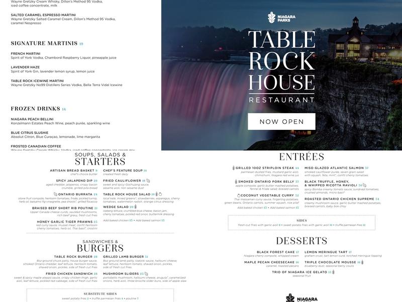 Table Rock House Restaurant Menu