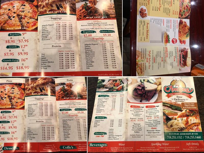 Amore Menu
