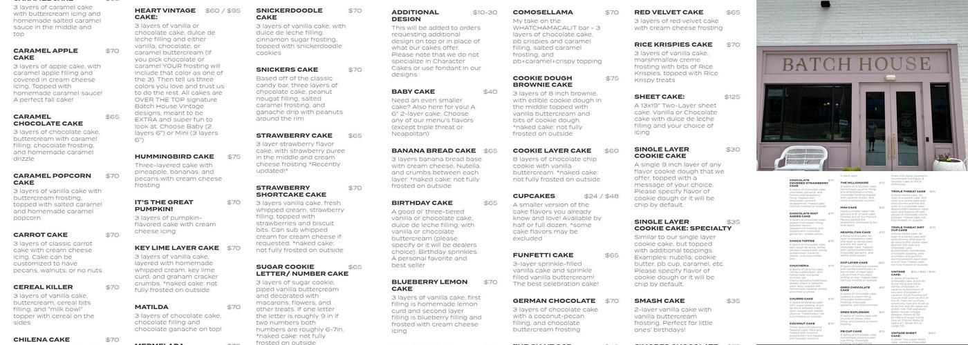 The Batch House Menu