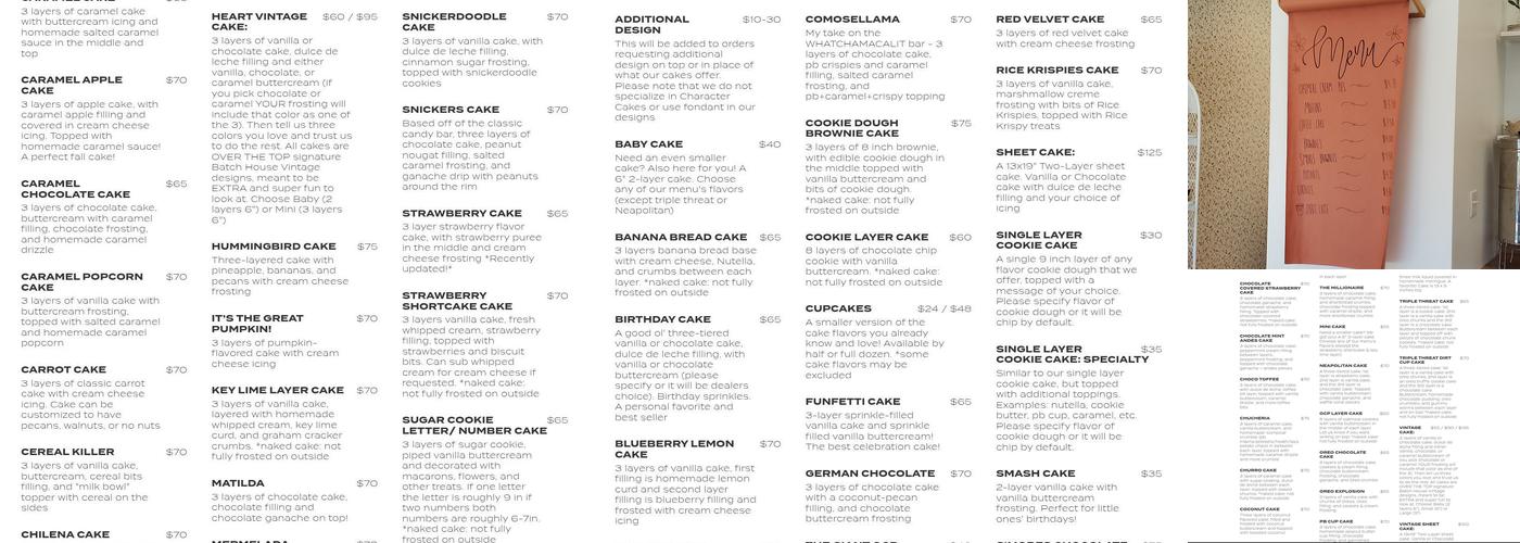 The Batch House Menu