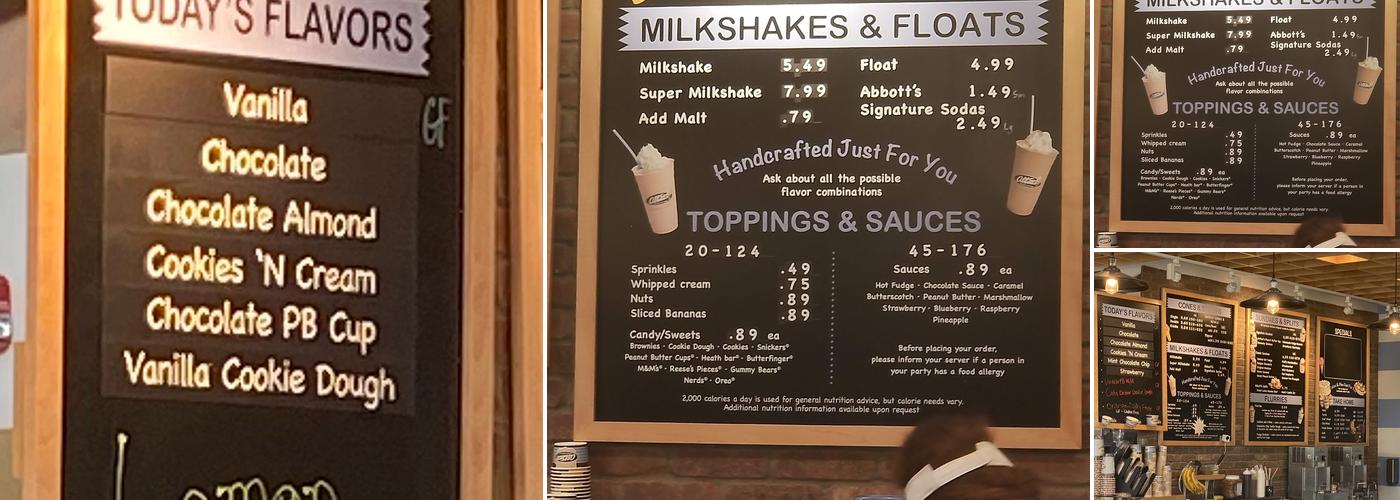 Abbott's Frozen Custard Menu
