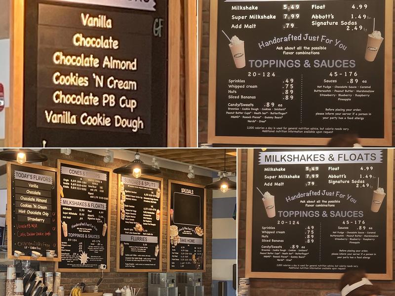 Abbott's Frozen Custard Menu