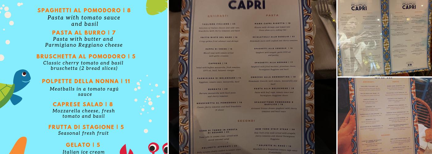 Mama Capri Menu
