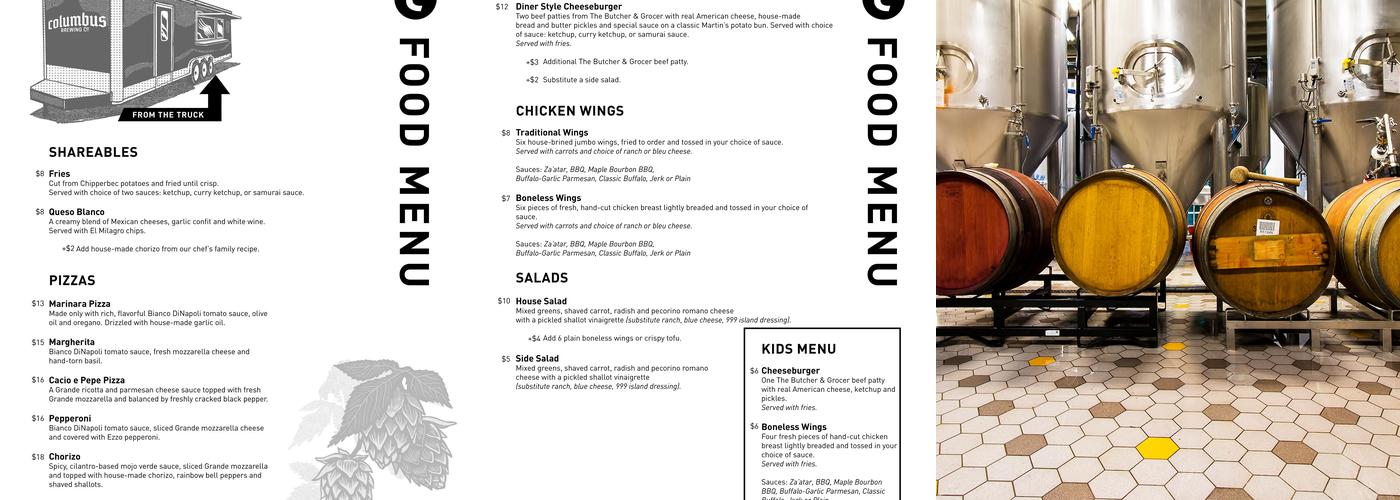 Columbus Brewing Company Menu