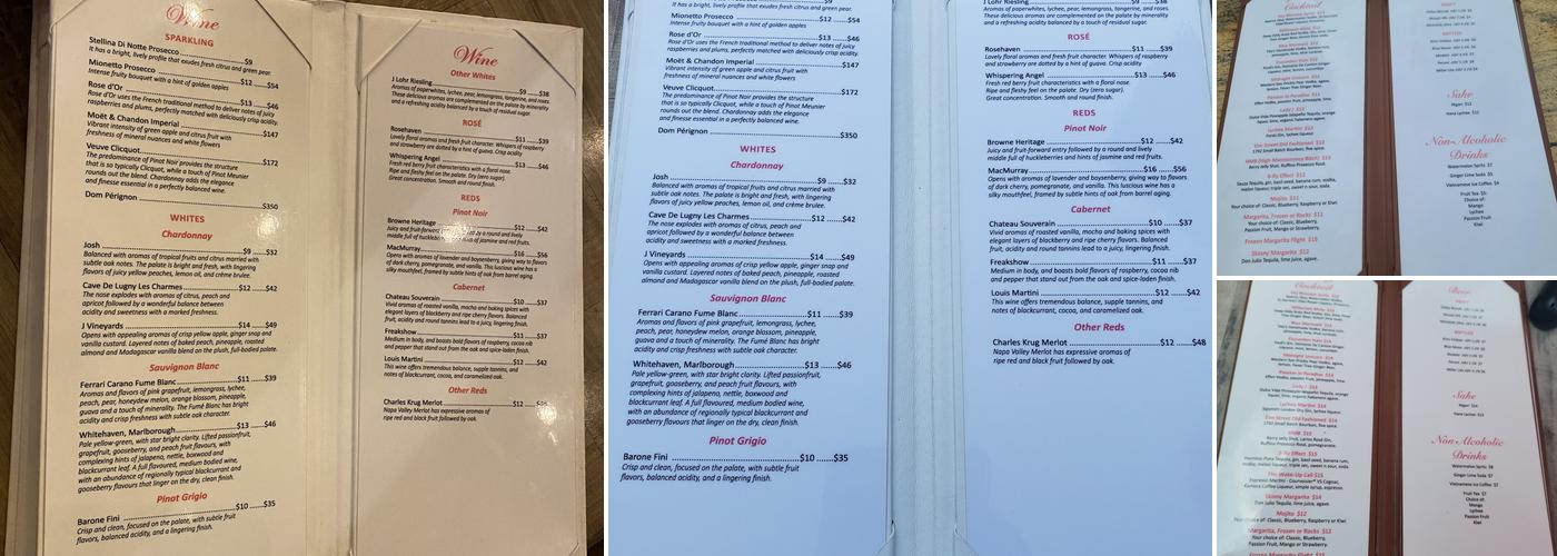 Sky Blossom Menu