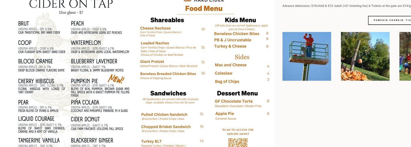 Henway Hard Cider Menu