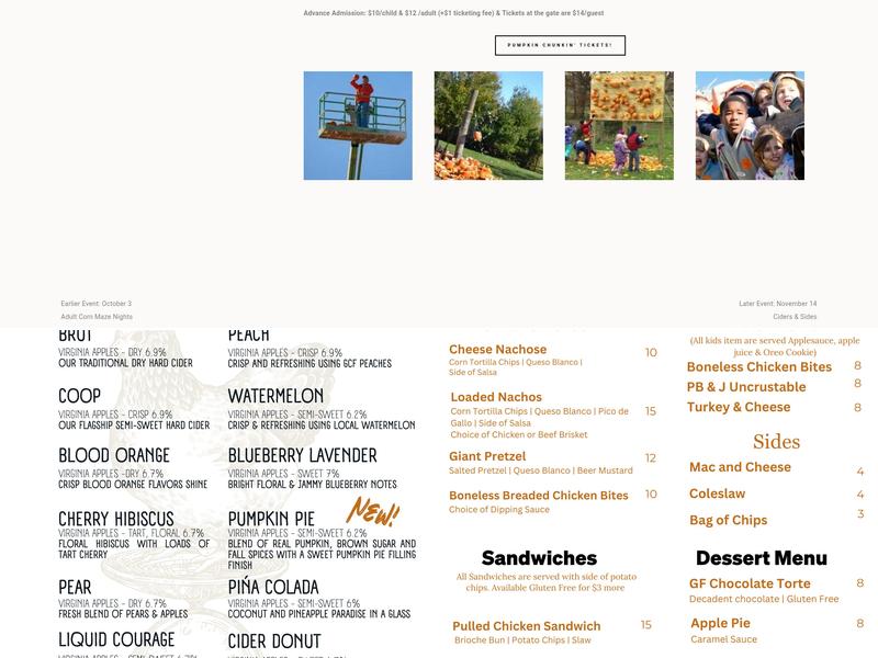 Henway Hard Cider Menu