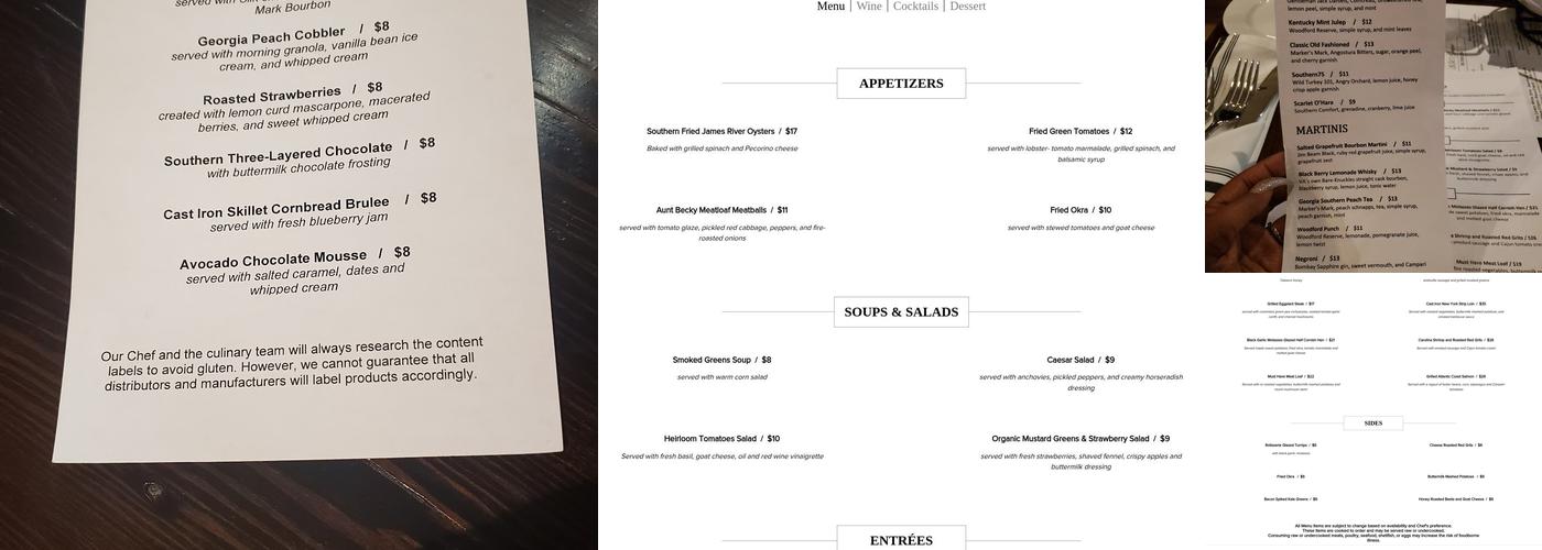 350 Grace Menu