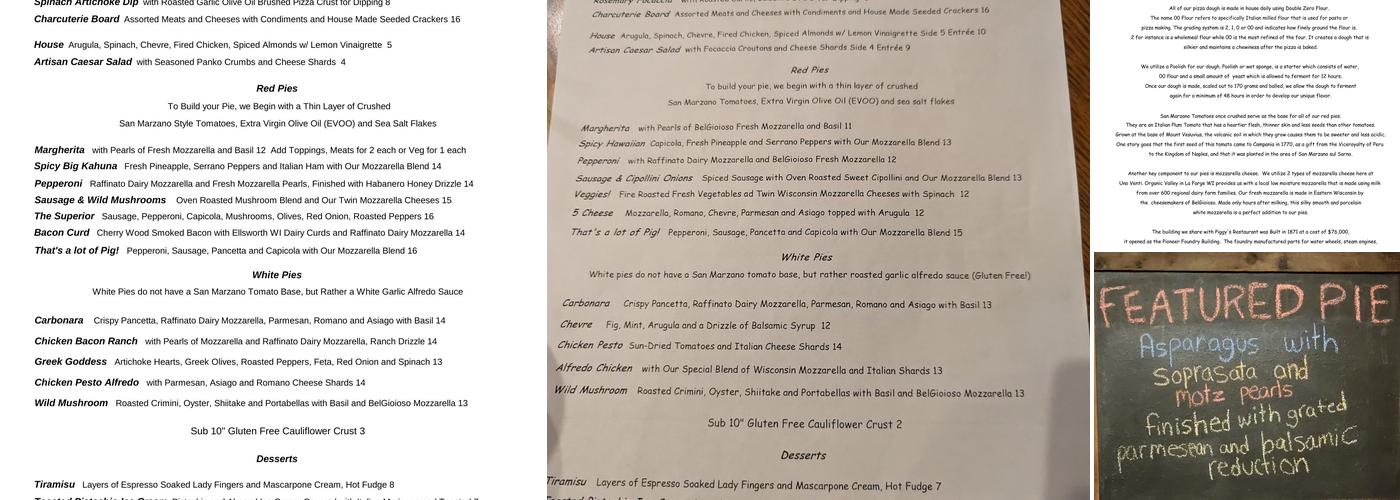 Uno Venti Pizzeria Menu