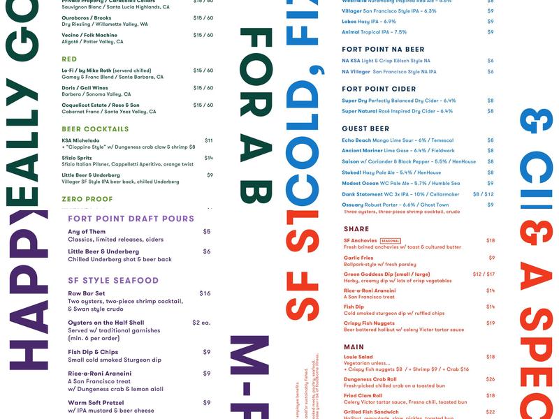 Fort Point Valencia Menu