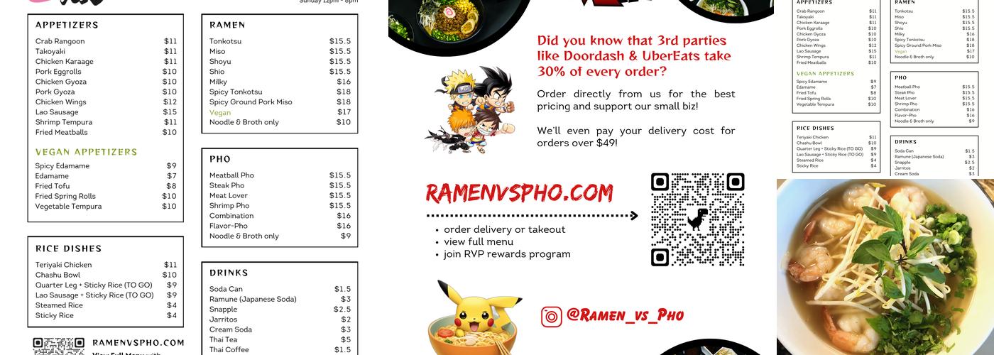 Ramen vs Pho Menu