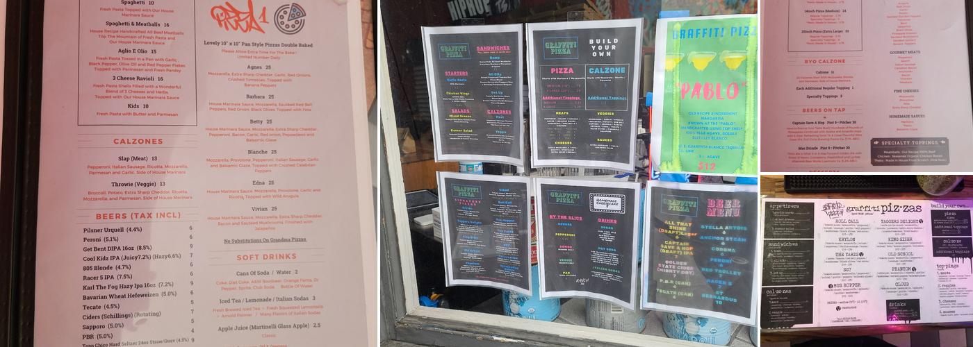 Graffiti Pizza Menu