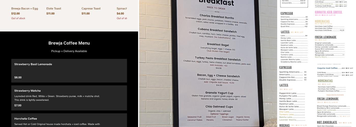 Brewja Coffee Menu