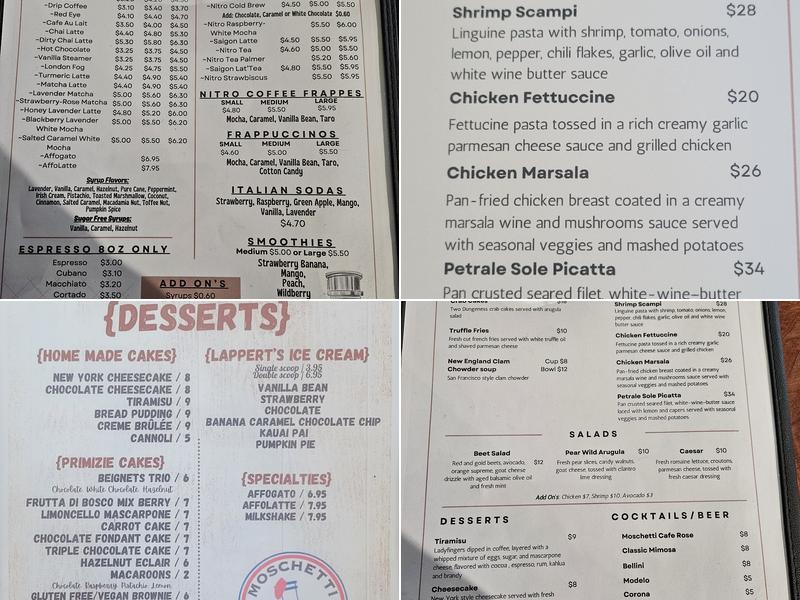 Moschetti Inc Menu