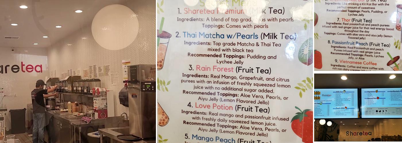 Sharetea Monrovia Menu