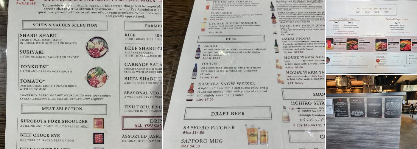 Mo-Mo-Paradise Menu