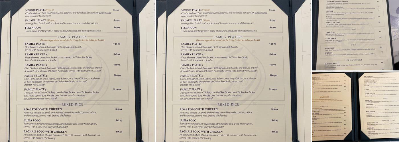 Toranj Menu
