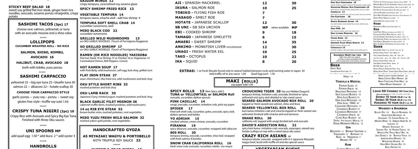 Oku Menu