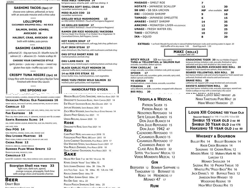 Oku Menu