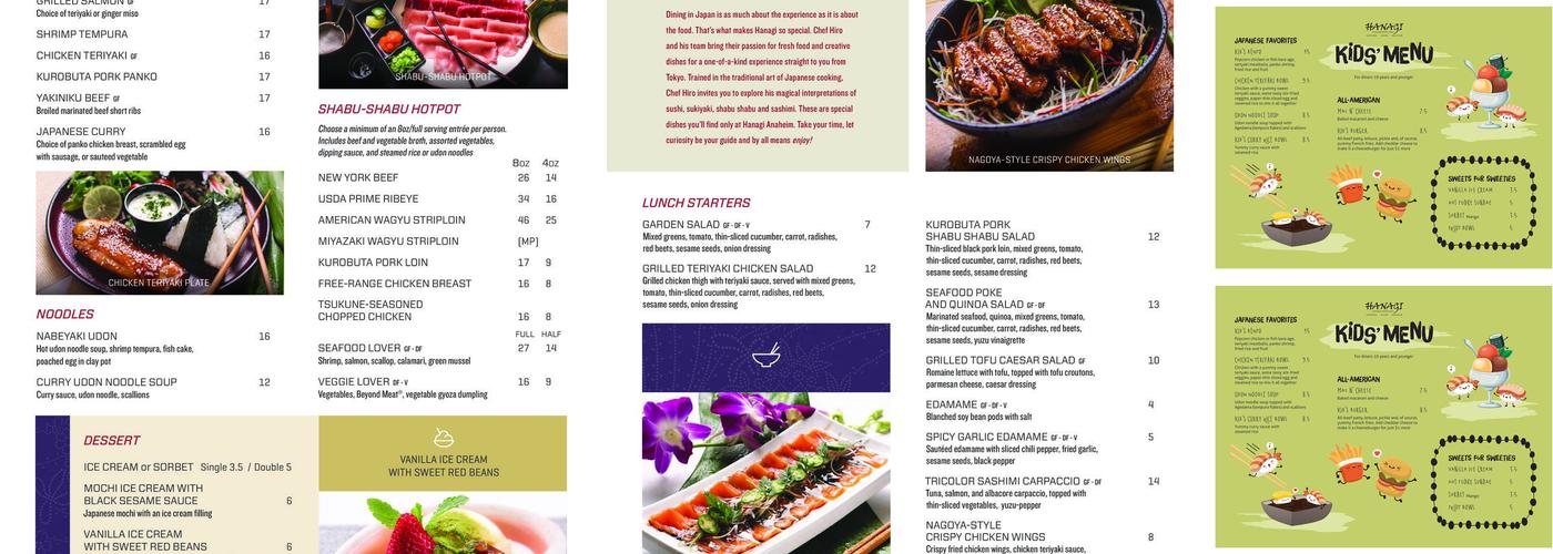 Hanagi Restaurant Menu