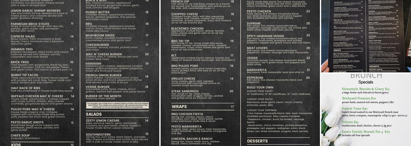 Brickyard Counter & Bar Menu