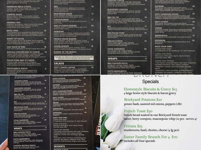 Brickyard Counter & Bar Menu