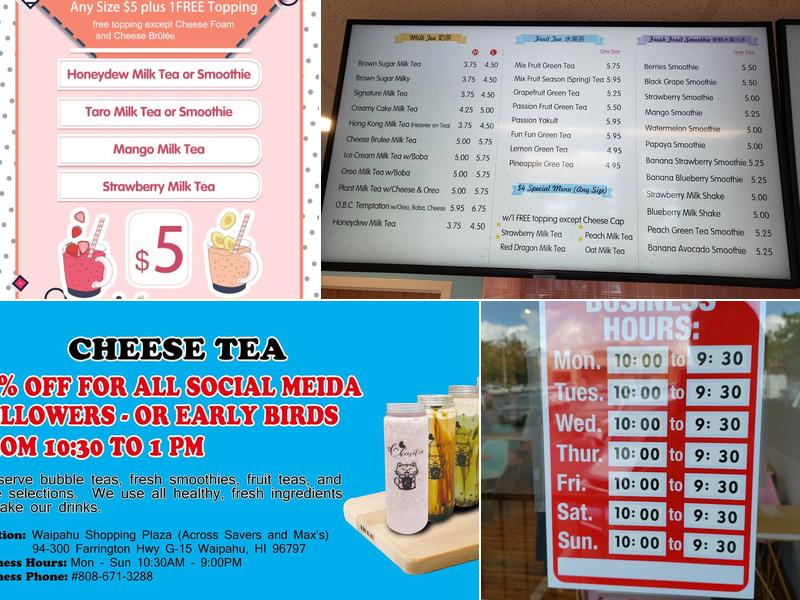 Cheese Tea Menu