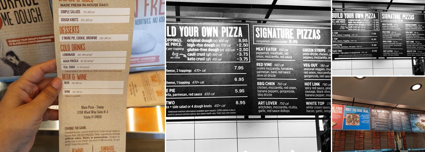 Blaze Pizza Menu