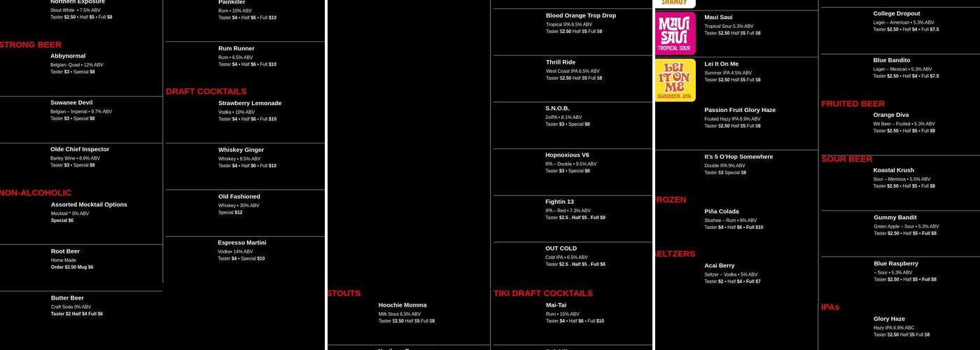 StillFire Brewing Menu