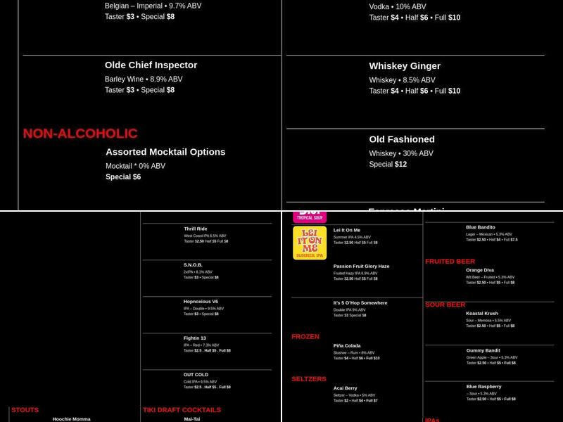 StillFire Brewing Menu