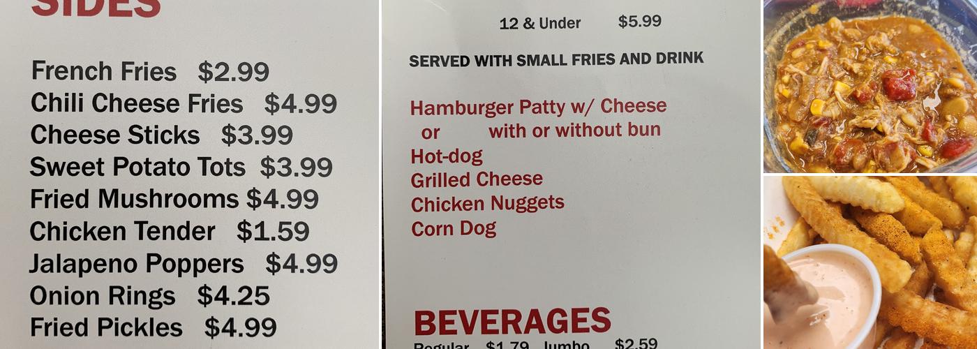 Vicky Lou's Burgers Menu