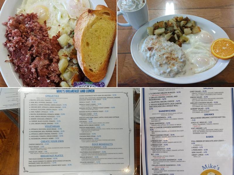 Mike's Breakfast and lunch Menu