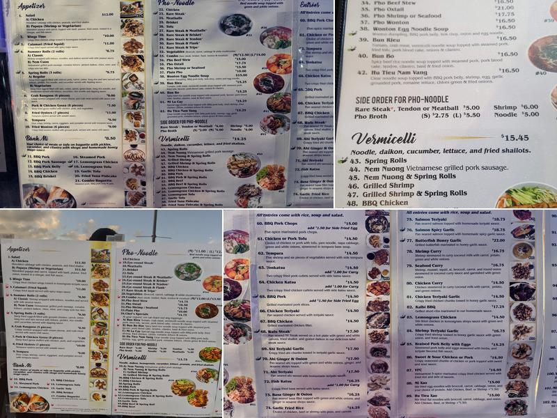 Pho Time Niu Valley Menu