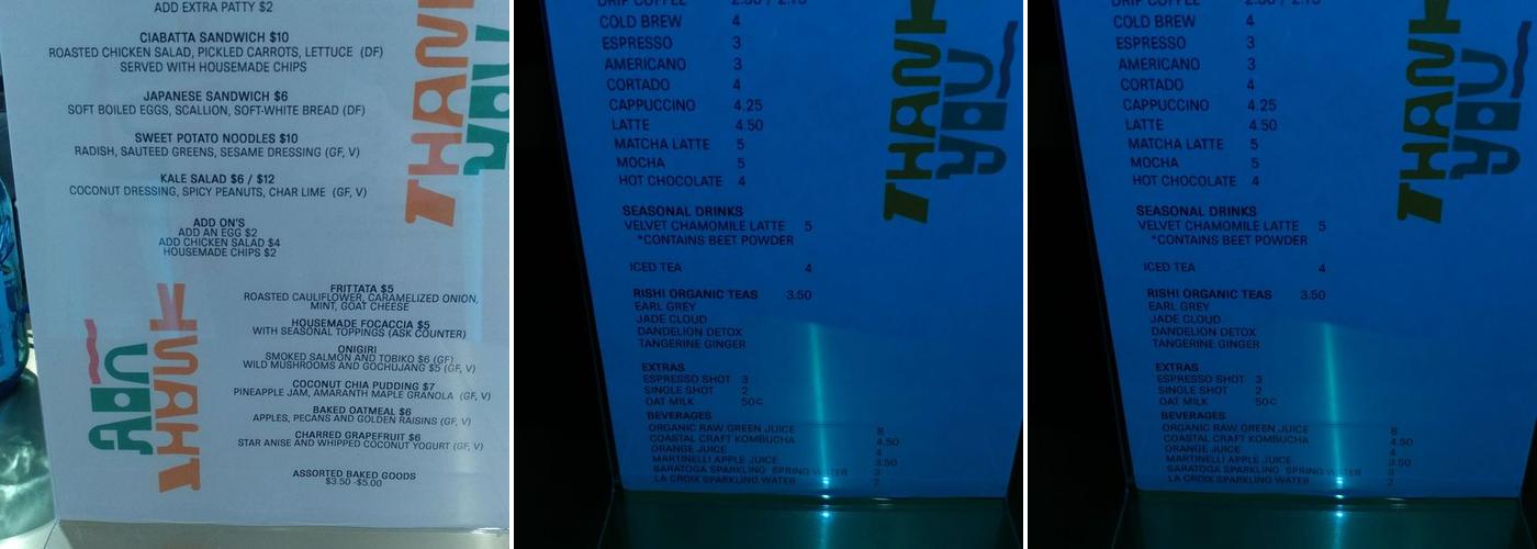 Thank You Café & Grocery Menu