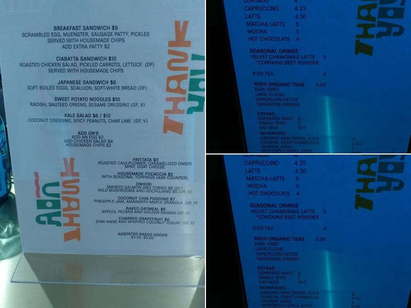 Thank You Café & Grocery Menu