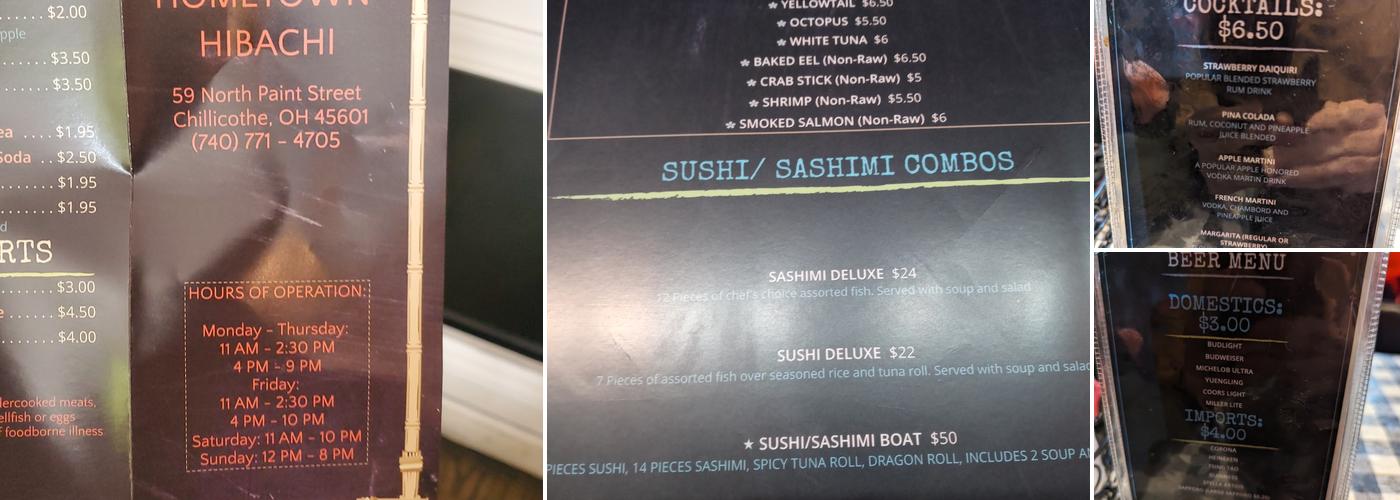 Hometown Hibachi Menu