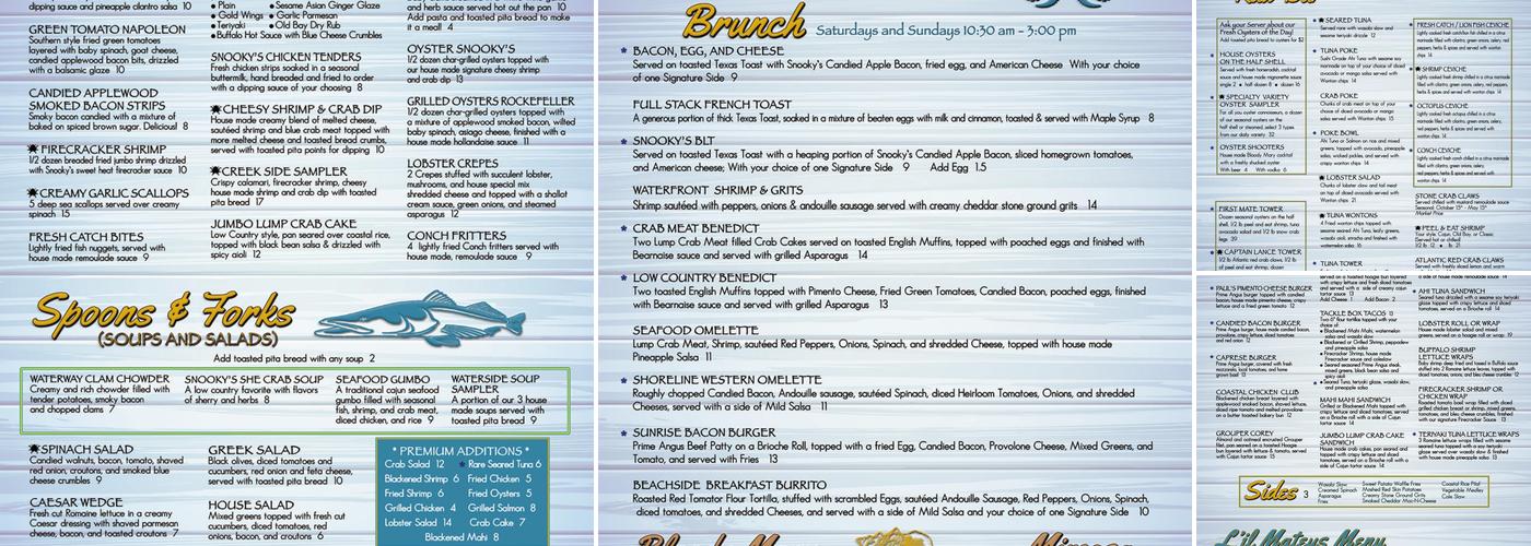 Snooky's Oceanfront Menu