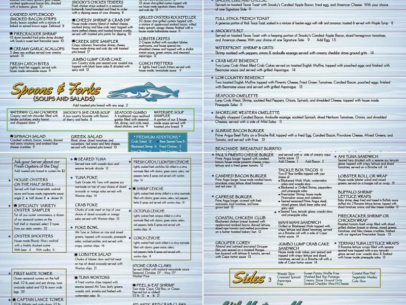 Snooky's Oceanfront Menu