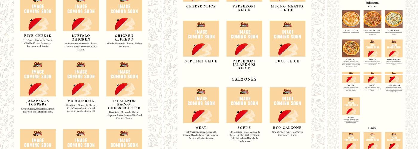 Sofia's Pizzeria - Potranco Menu