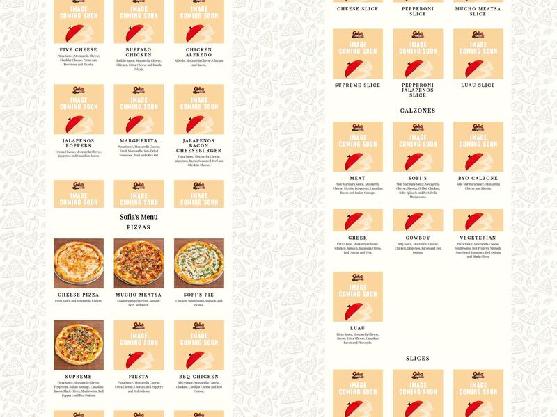 Sofia's Pizzeria - Potranco Menu