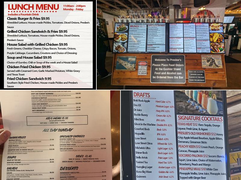 Preslee's Menu
