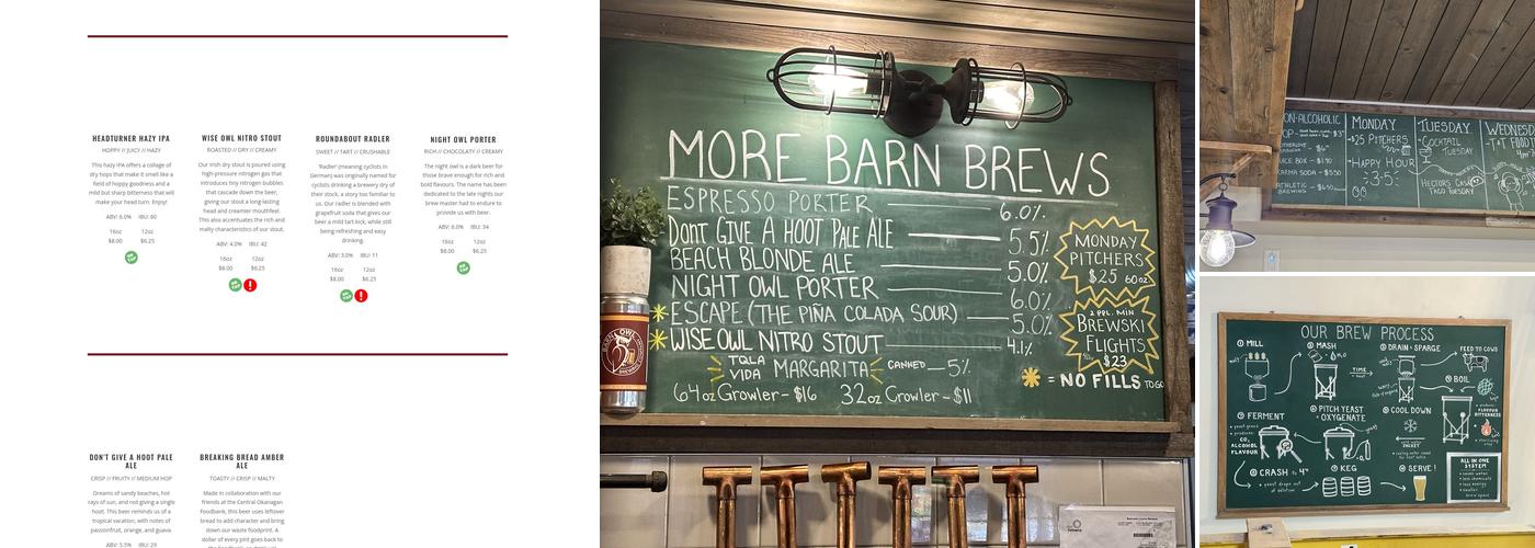 Barn Owl Brewing Menu